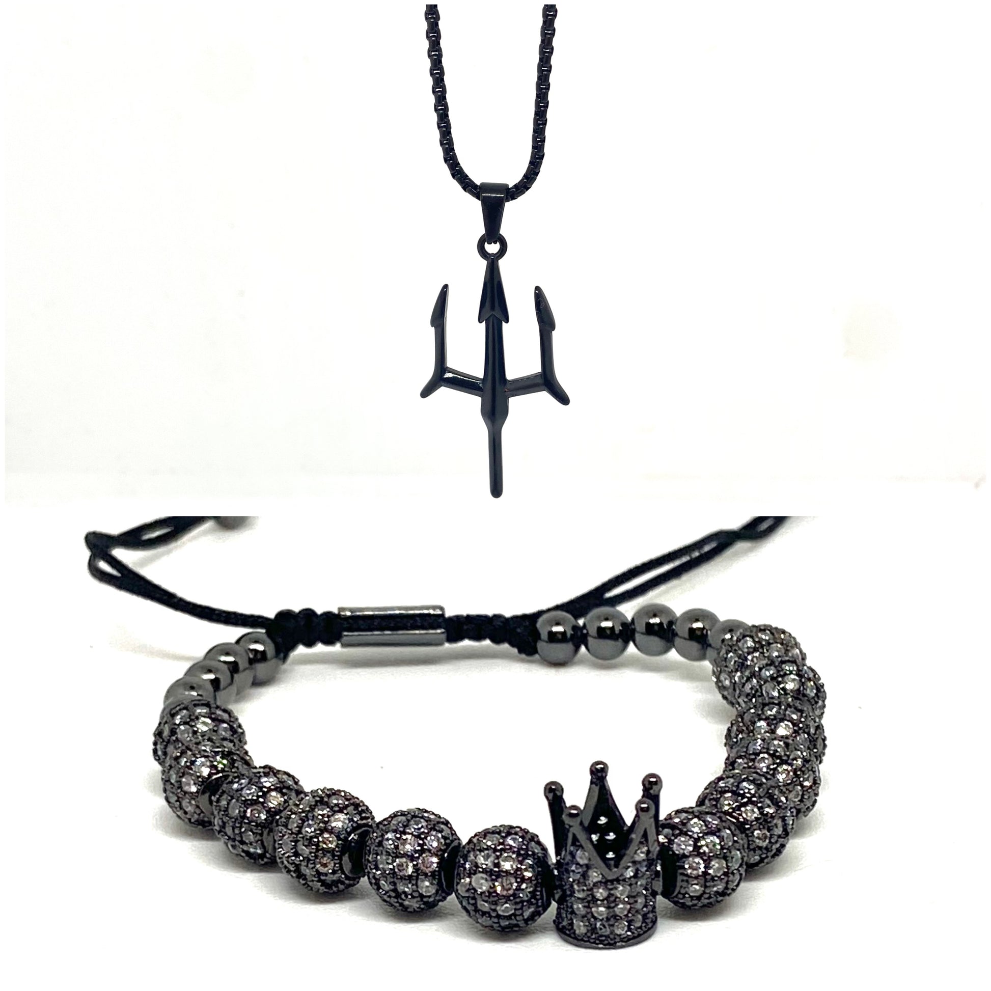 Black Crystal Beads and Poseidon Set