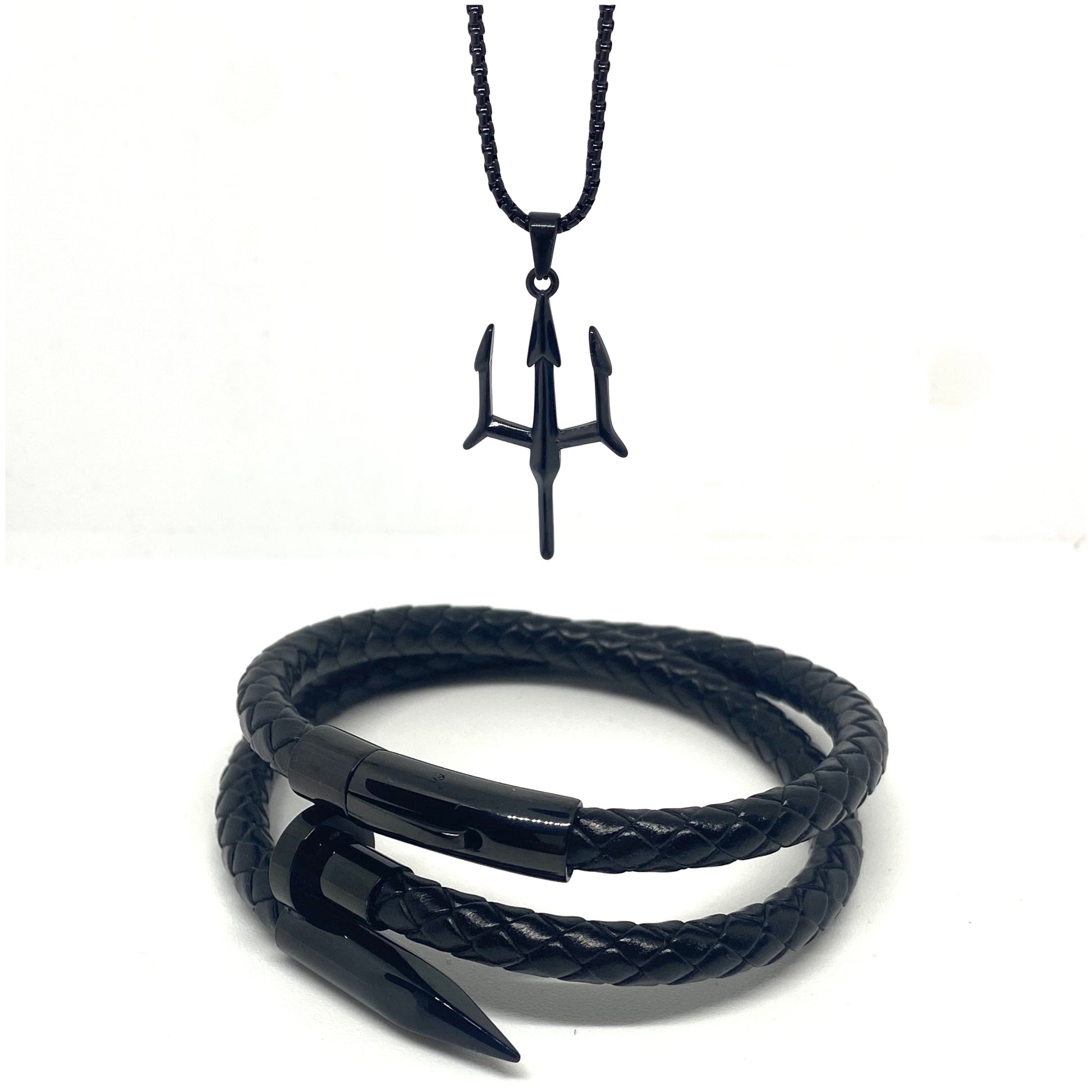 Black Double Layered Nail and Poseidon Set