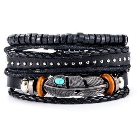 Blue Fairuz Stone Leather Bracelet