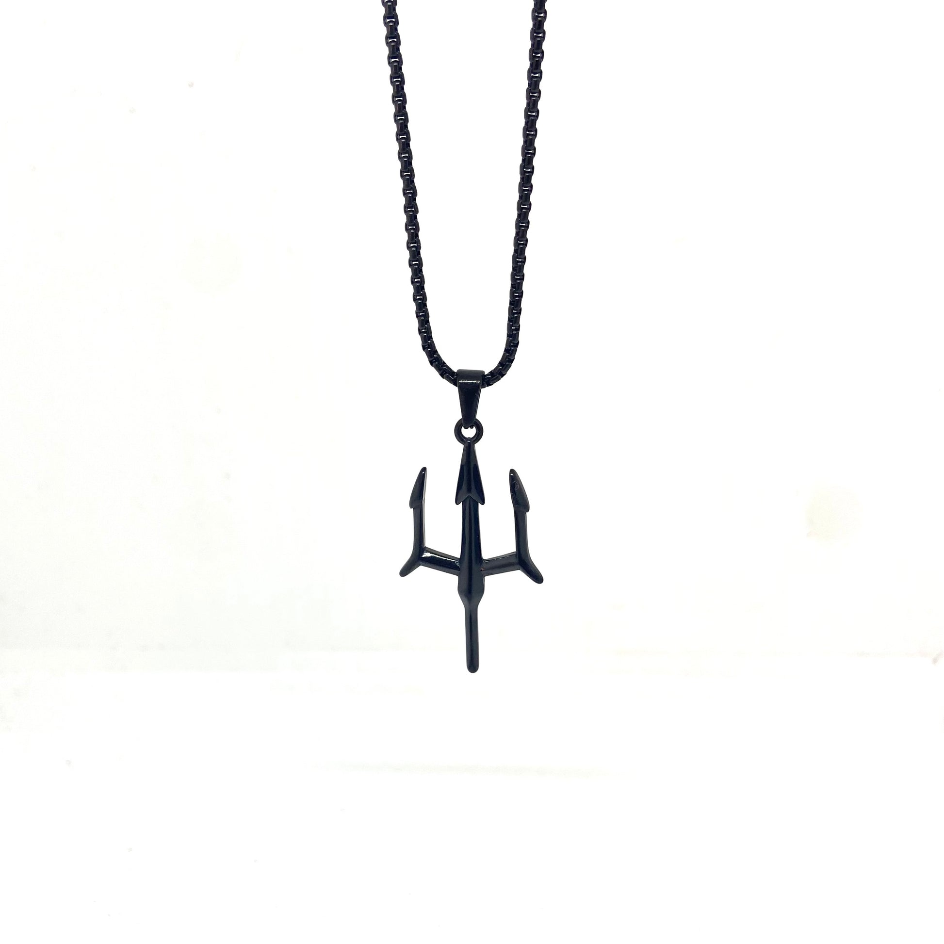 Full Black Poseidon Trident Necklace