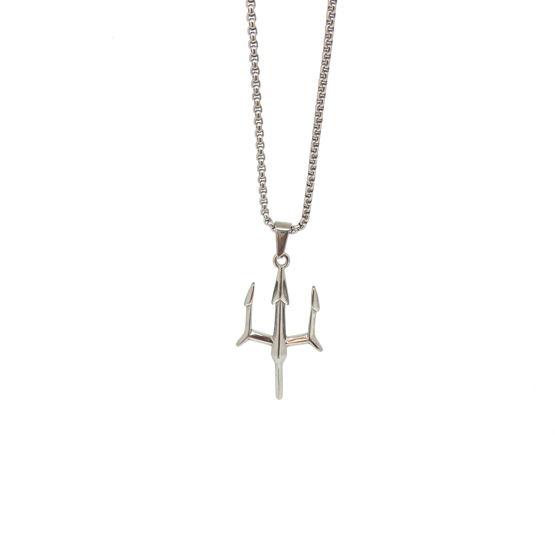 Silver Plated Poseidon Trident Necklace