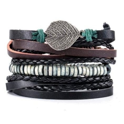 Brown Feather Leather Bracelet