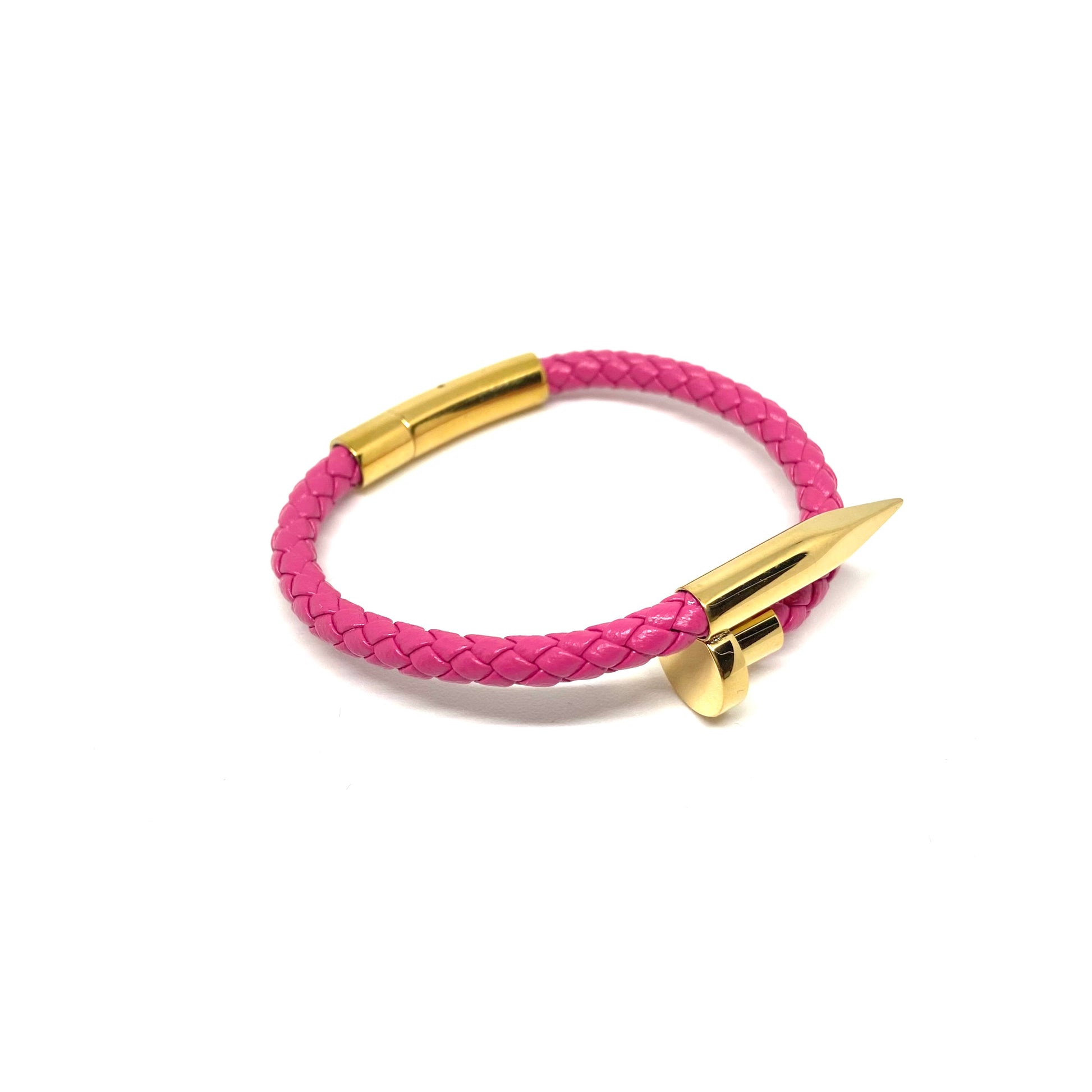 Gold Plated Pink Nail Bracelet