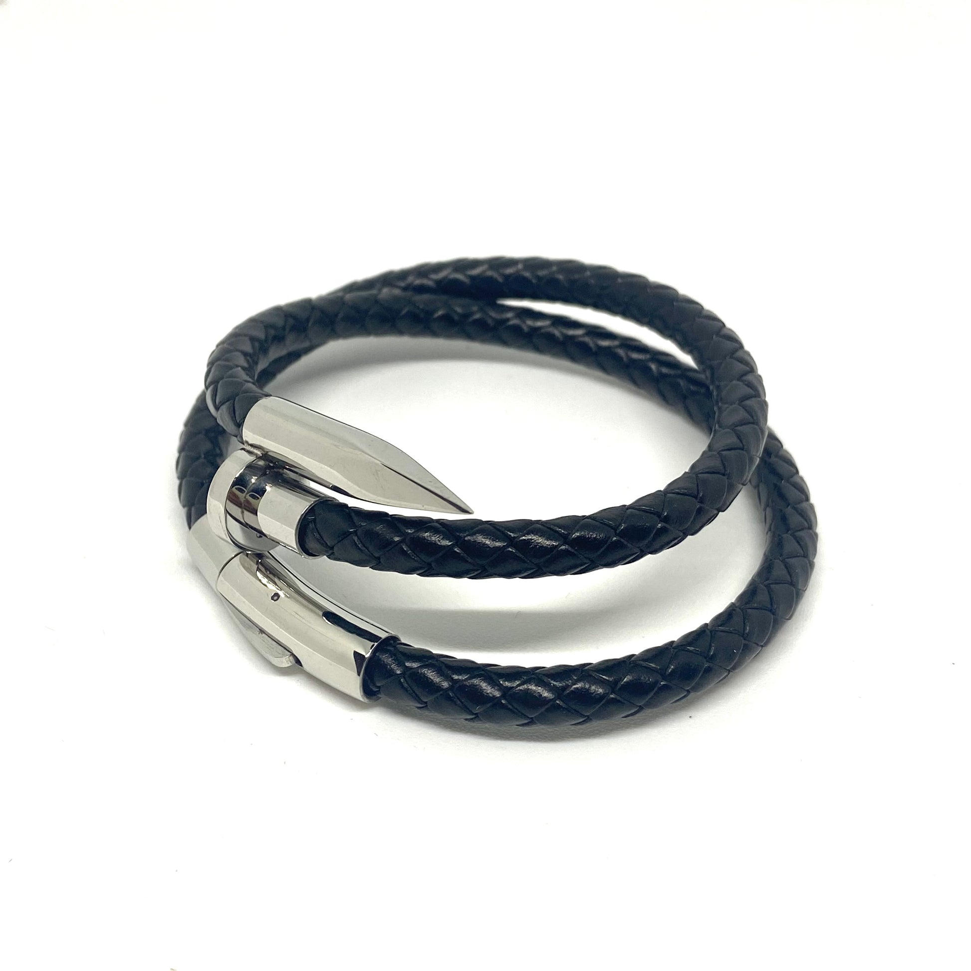 Silver Plated Double Layered Nail Bracelet