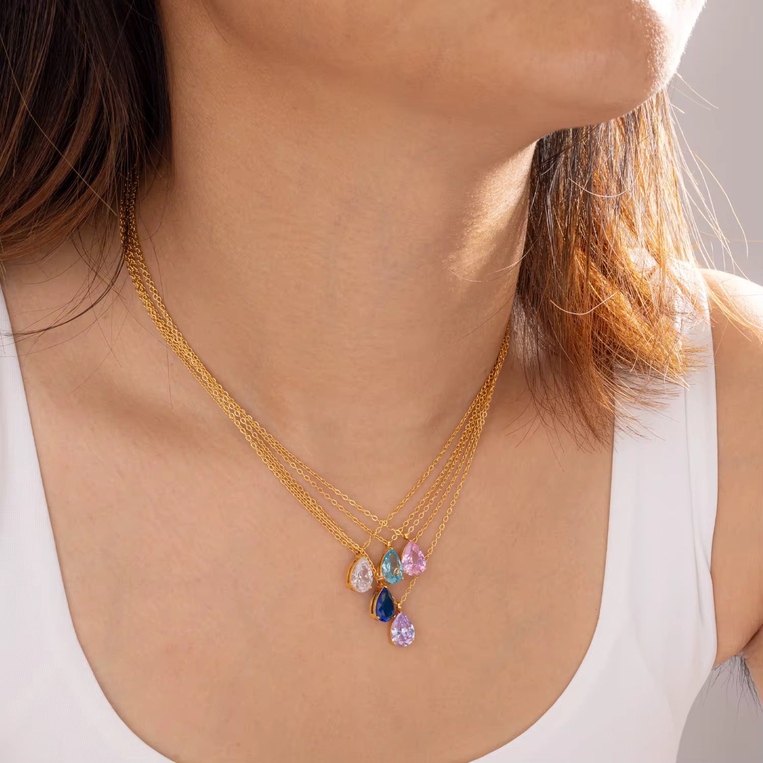 Eye-drop Birthstone Necklace