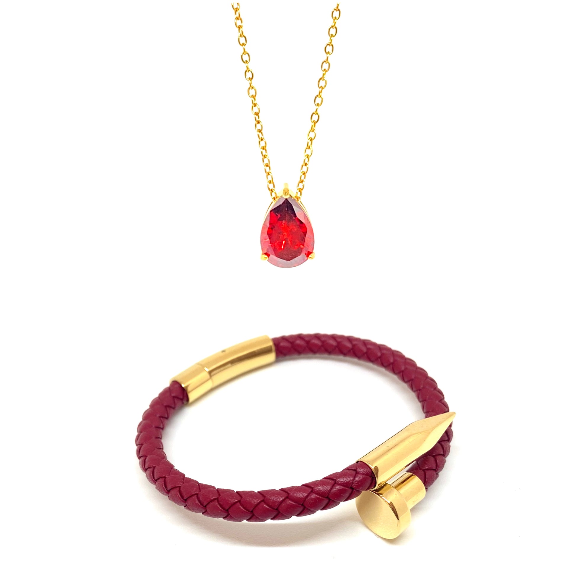 January Garnet and Nail Set