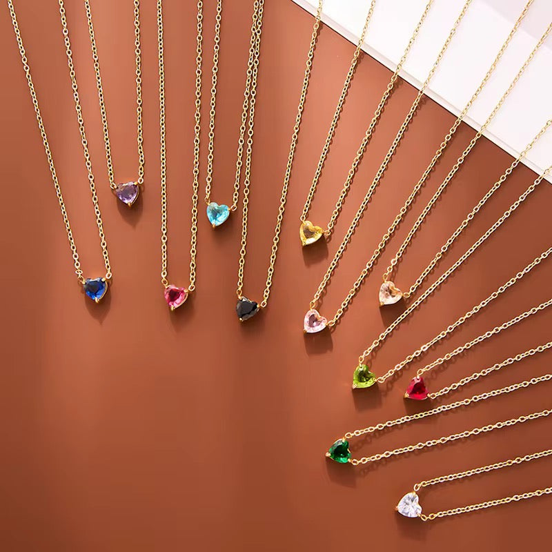 Heart Birthstone Necklace