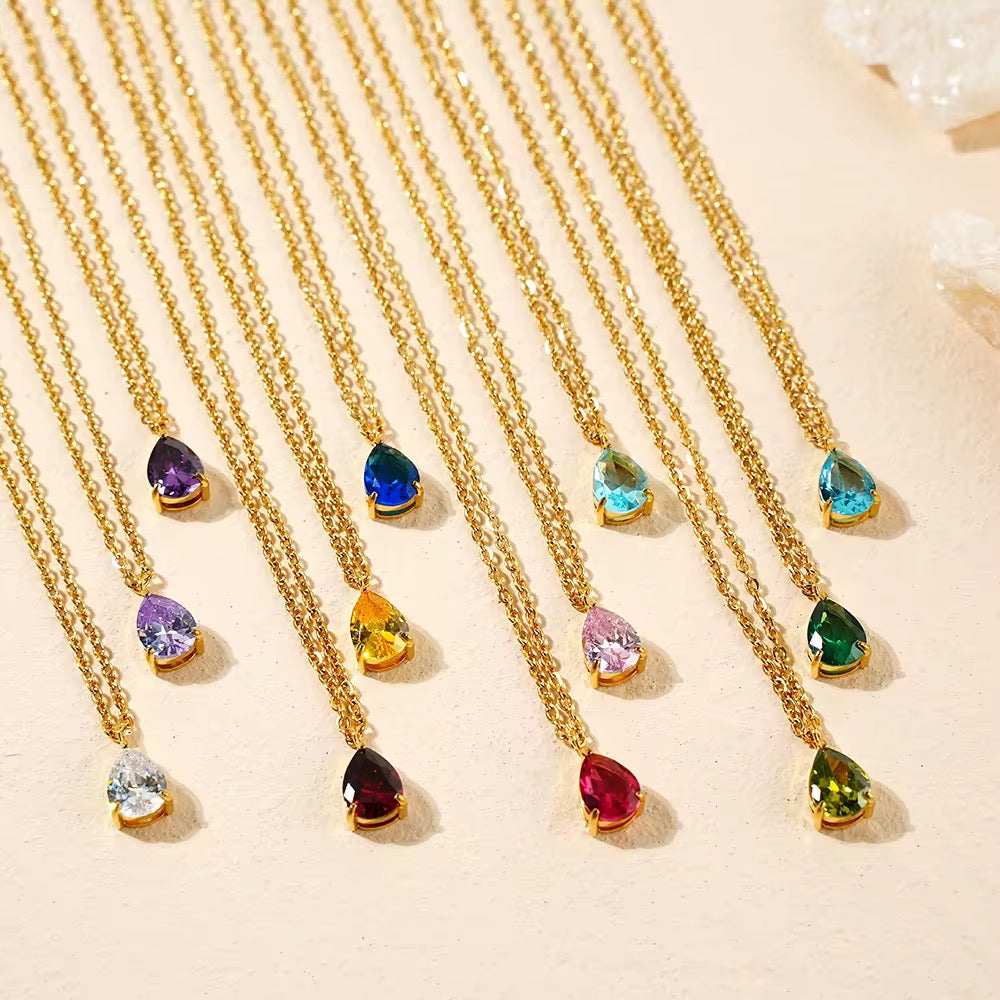 Eye-drop Birthstone Necklace