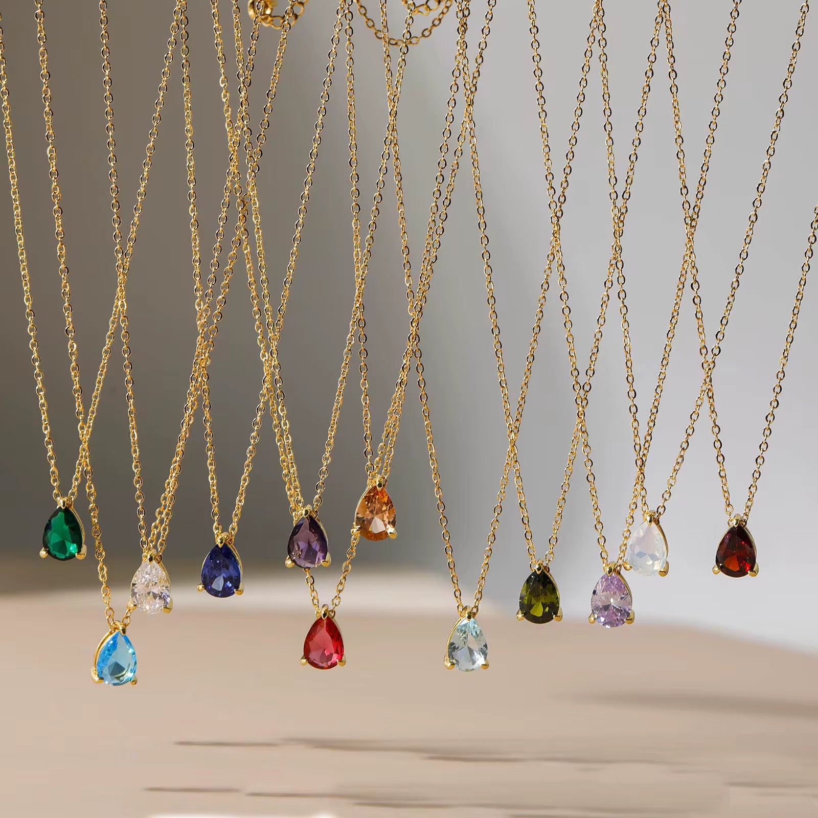 Eye-drop Birthstone Necklace
