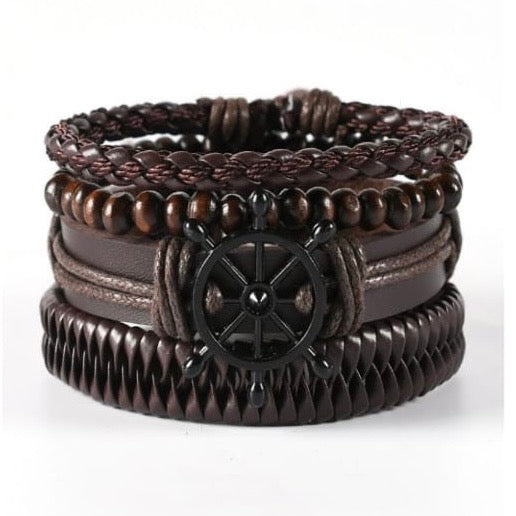 Brown Old Pirate Leather Bracelet