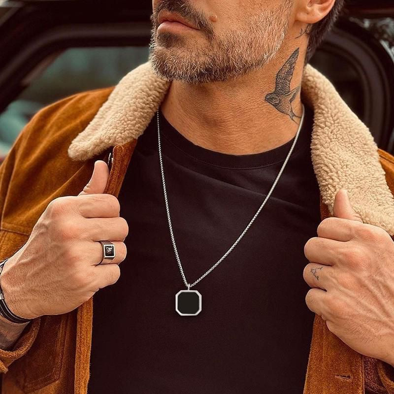 Silver Plated Onyx Eye Necklace