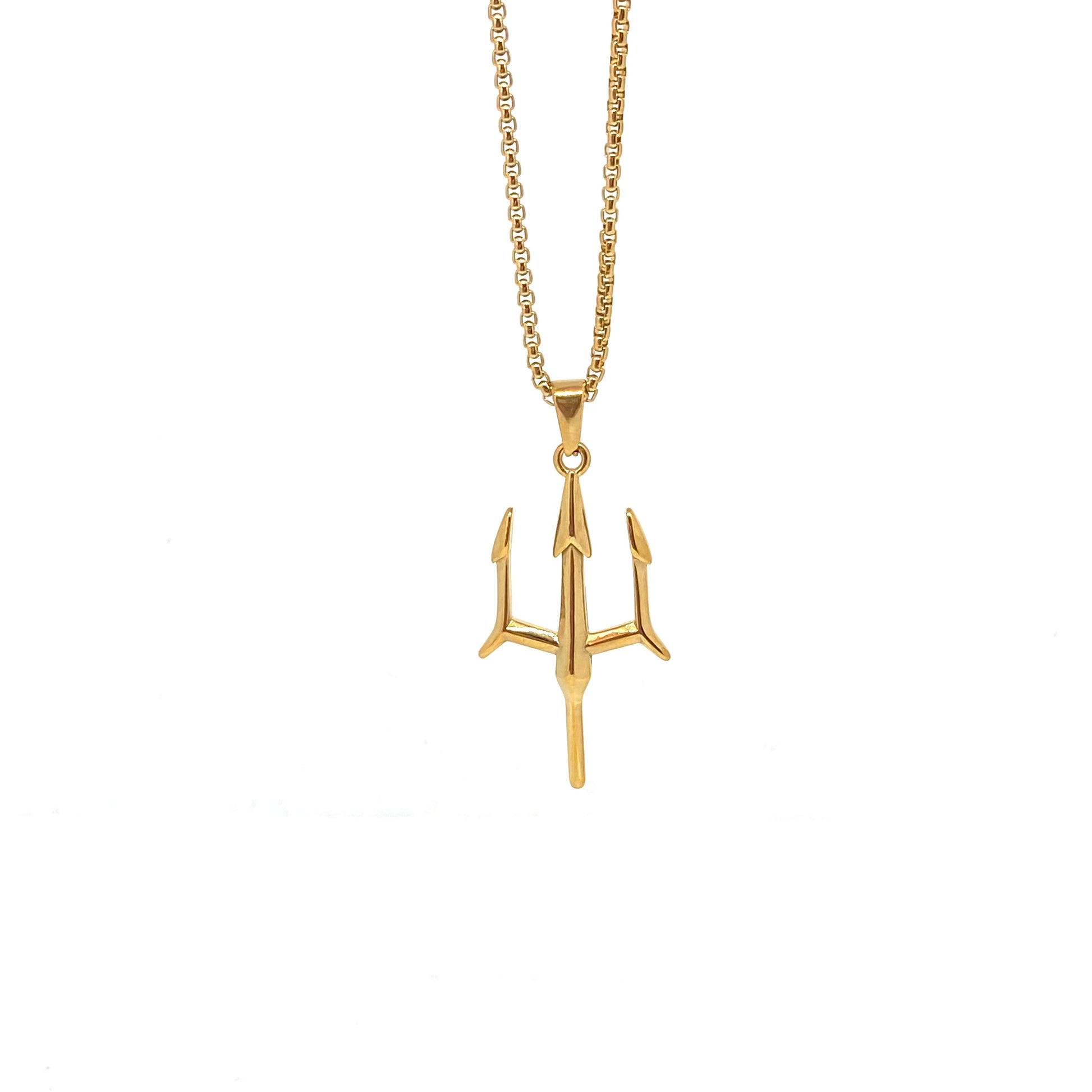 Gold Plated Poseidon Trident Necklace