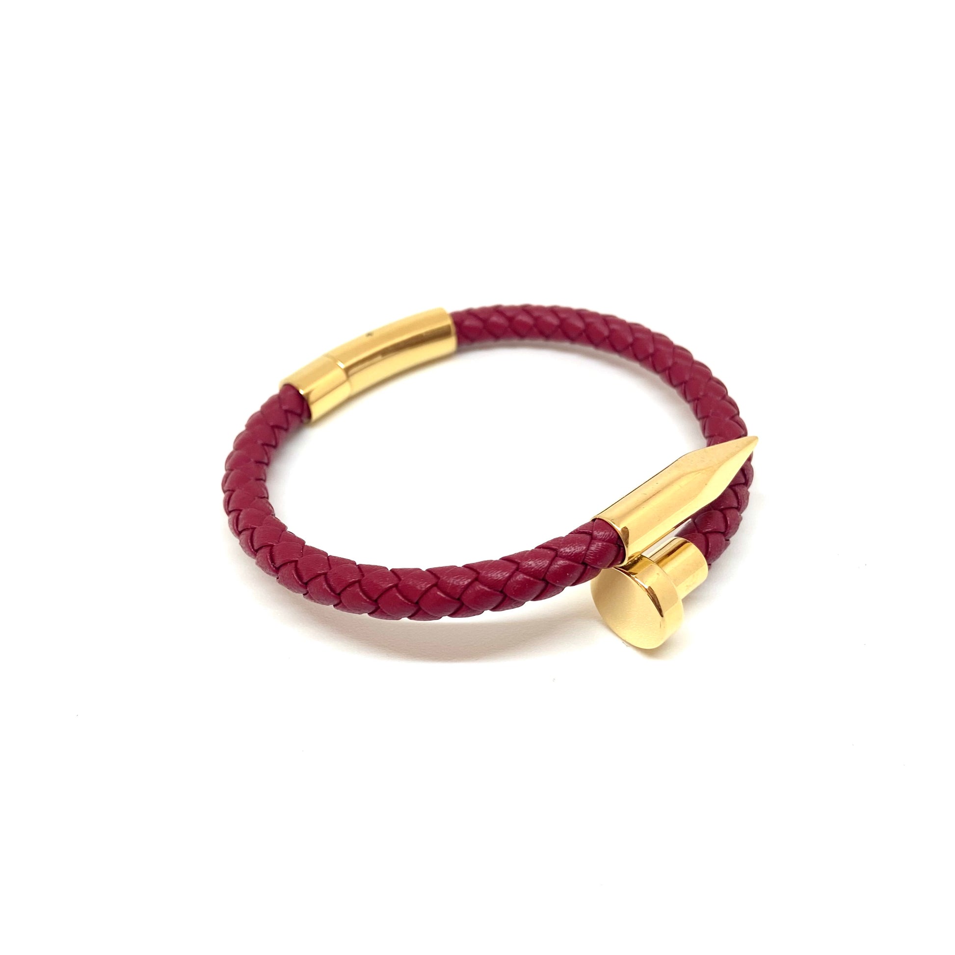 Gold Plated Red Nail Bracelet