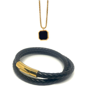 Gold Double Layered and Onyx Set