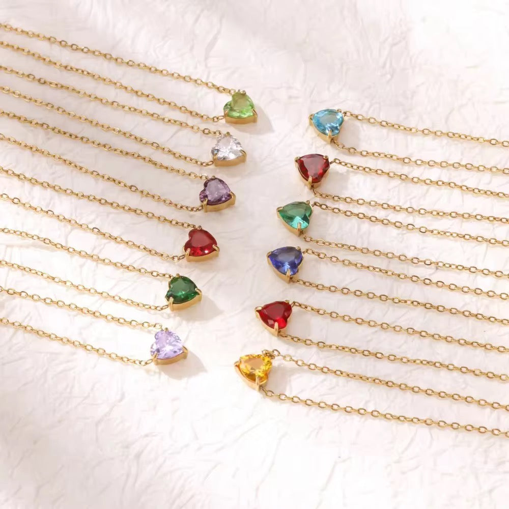 Heart Birthstone Necklace