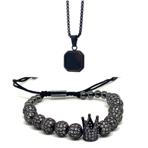 Black Crystal Beads and Onyx Set