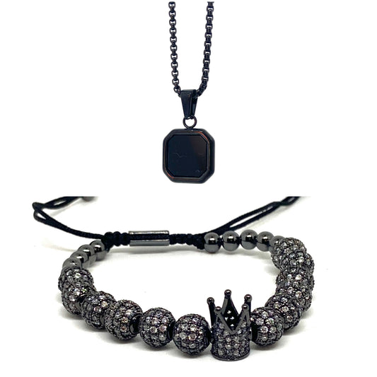 Black Crystal Beads and Onyx Set