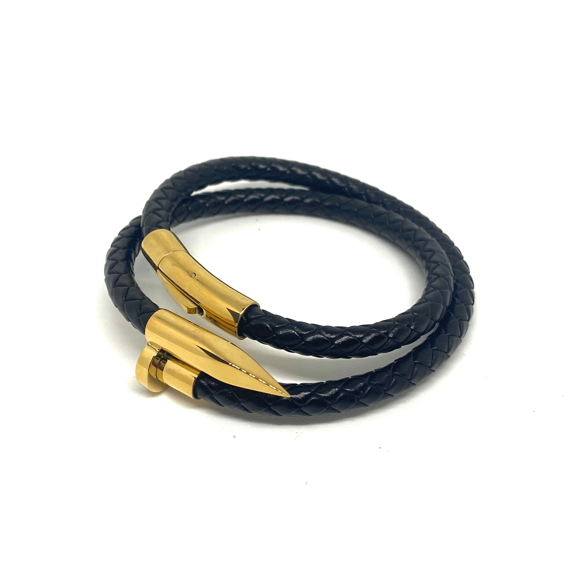 Gold Plated Double Layered Nail Bracelet