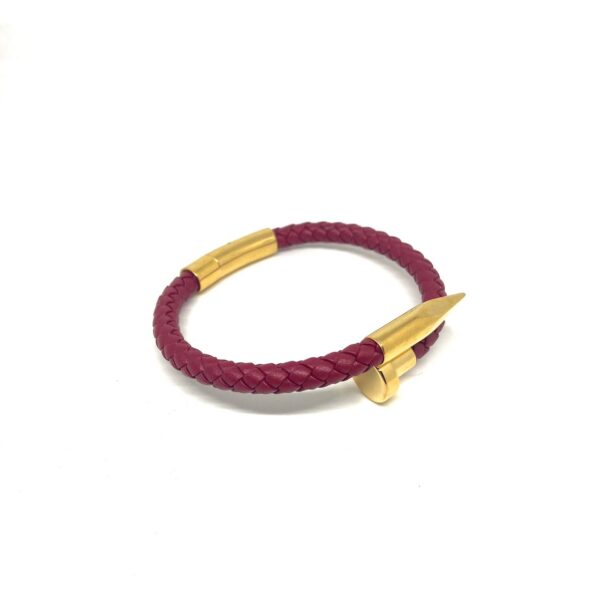 Red Pure Leather Nail Bracelet