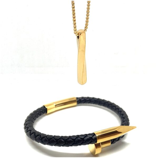 Gold Plated Twisted Bar and Nail Set